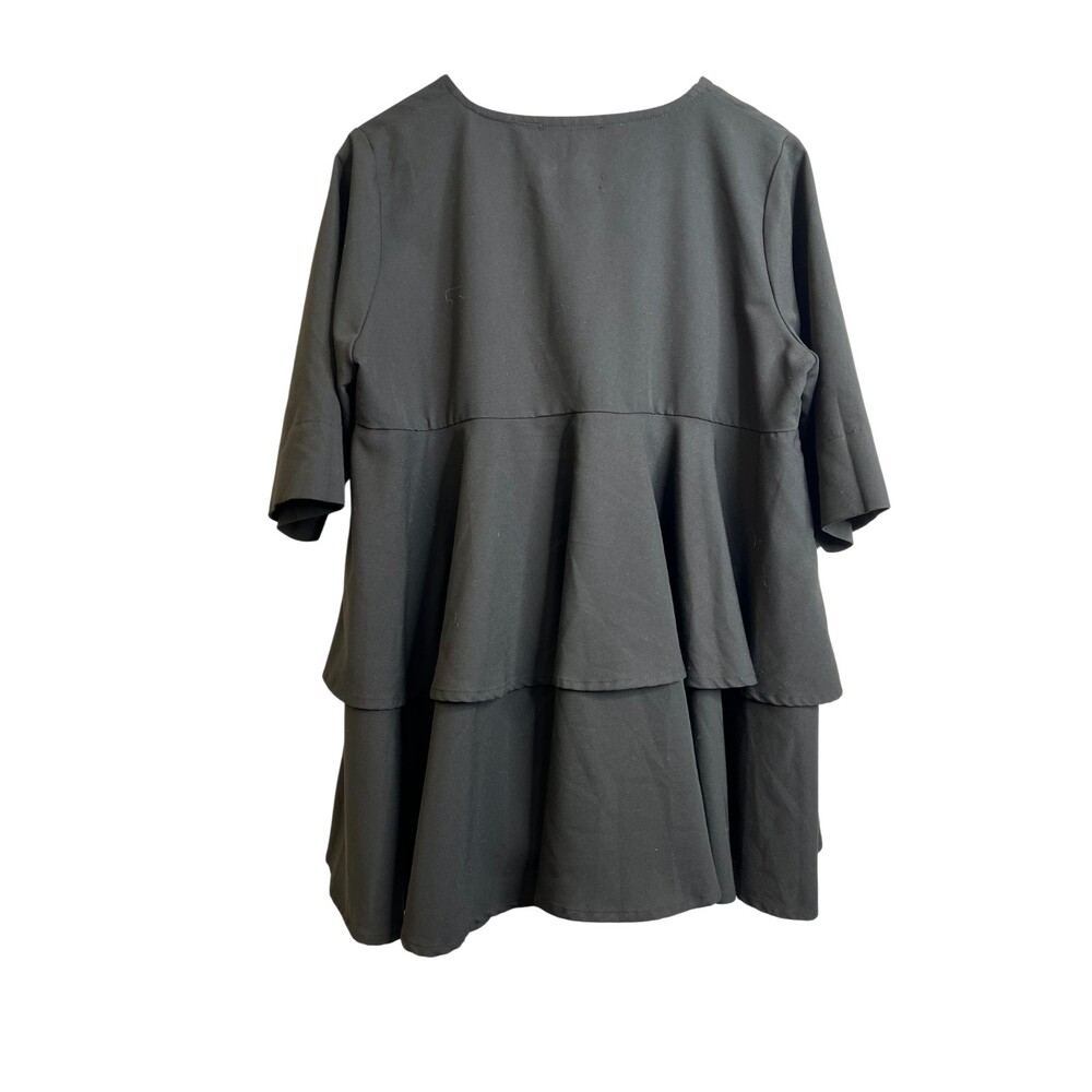 Adeptt Black Tiered Dress Size XL Lagenlook Oversized Whimsgoth Goth Flowy - Picture 4 of 4